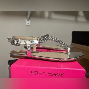 Betsey Johnson silver sandals.  Sullivann size-9